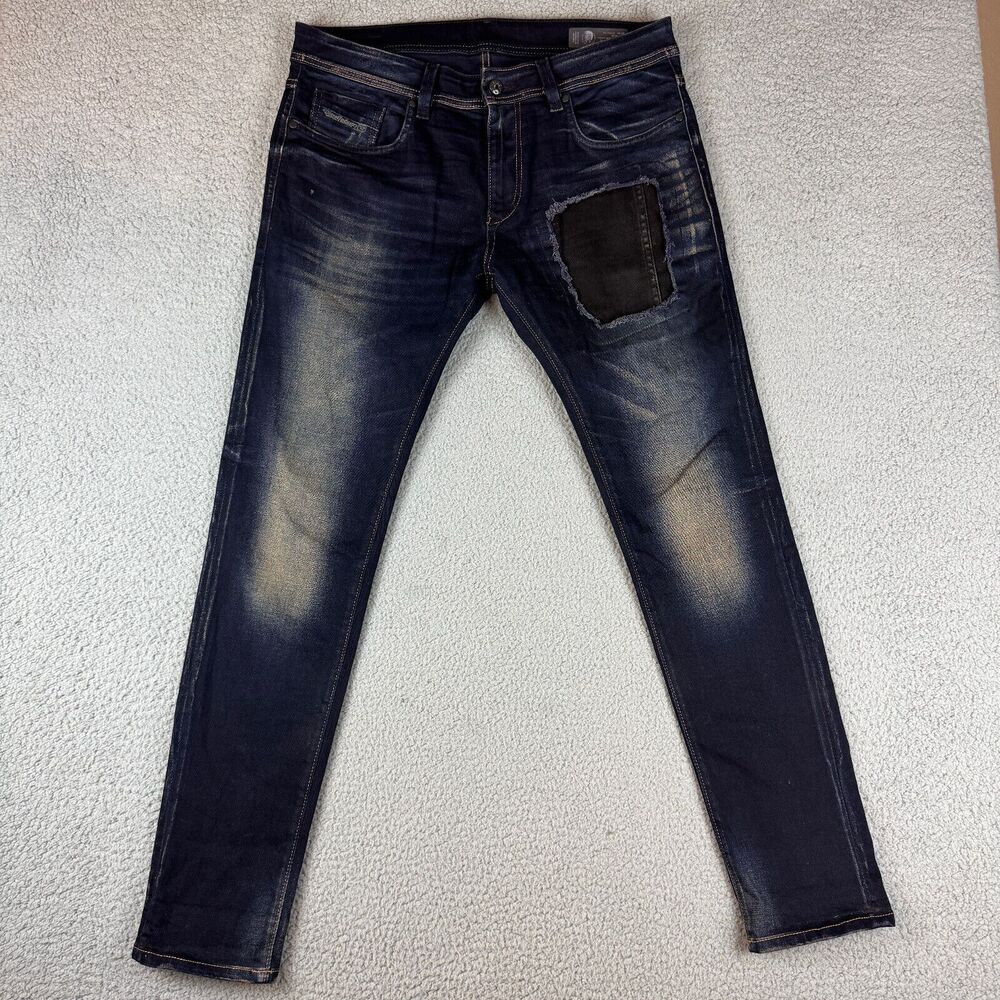 Diesel Men's Skinny Jeans - Dark Blue with Black Patch